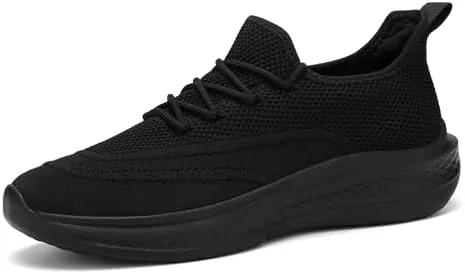 vamjam mens running shoes slip on walking shoes non slip lightweight workout breathable gym sneakers fashion mesh sneakers allblack size 10